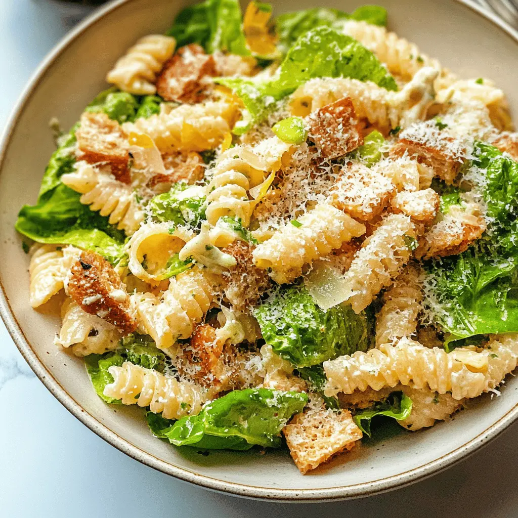 This Caesar Pasta Salad combines tender pasta, crisp romaine lettuce, and creamy dressing for a delicious twist on a classic favorite. Toss in grilled chicken, crunchy croutons, and fresh Parmesan for added flavor and texture. Perfect as a side dish for summer BBQs or a light lunch. Save this recipe now to impress your friends and family at your next gathering!