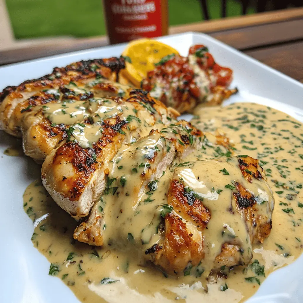 Easy Grilled Stuffed Chicken with Cream Sauce