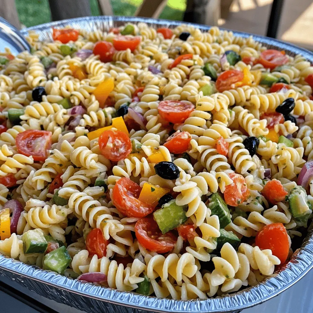 Get ready to wow your guests with this vibrant Pasta Salad for a Crowd! Packed with fresh veggies, zesty dressing, and hearty pasta, it’s perfect for parties, picnics, or potlucks. This dish combines colorful ingredients that are sure to please a crowd. Save this recipe for your next gathering and make entertaining a breeze!