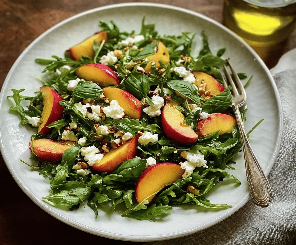 Fresh Arugula Salad with Peaches and Goat Cheese