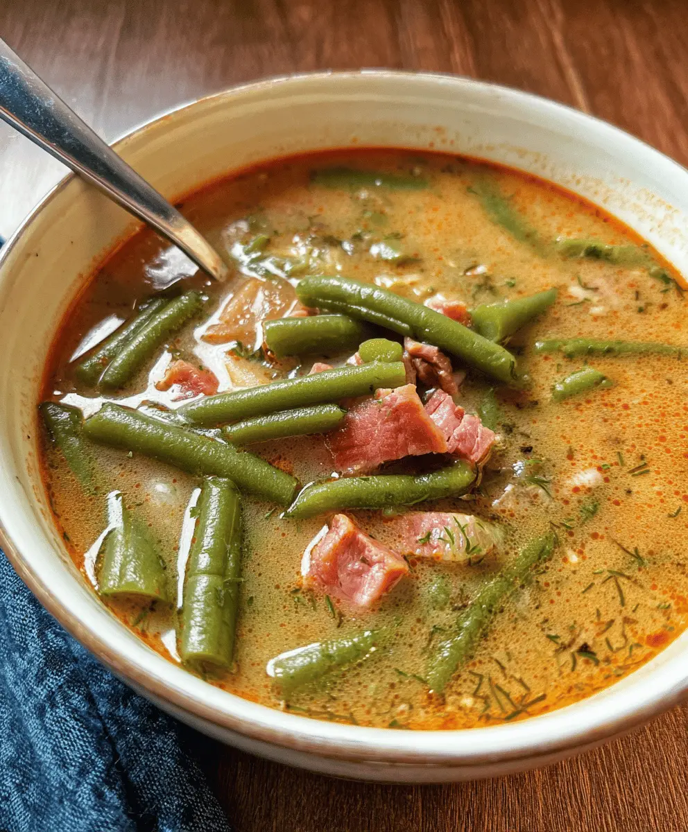 Cozy Transylvanian Green Bean Soup with Smoked Ham