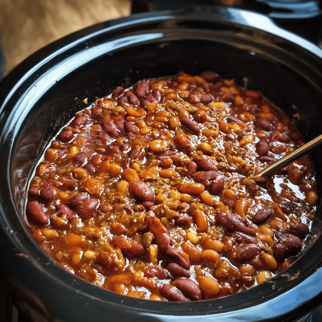 Easy Crockpot Cowboy Beans Recipe