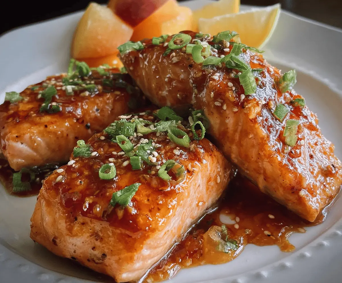 Easy Sweet and Spicy Peach Glazed Salmon Recipe