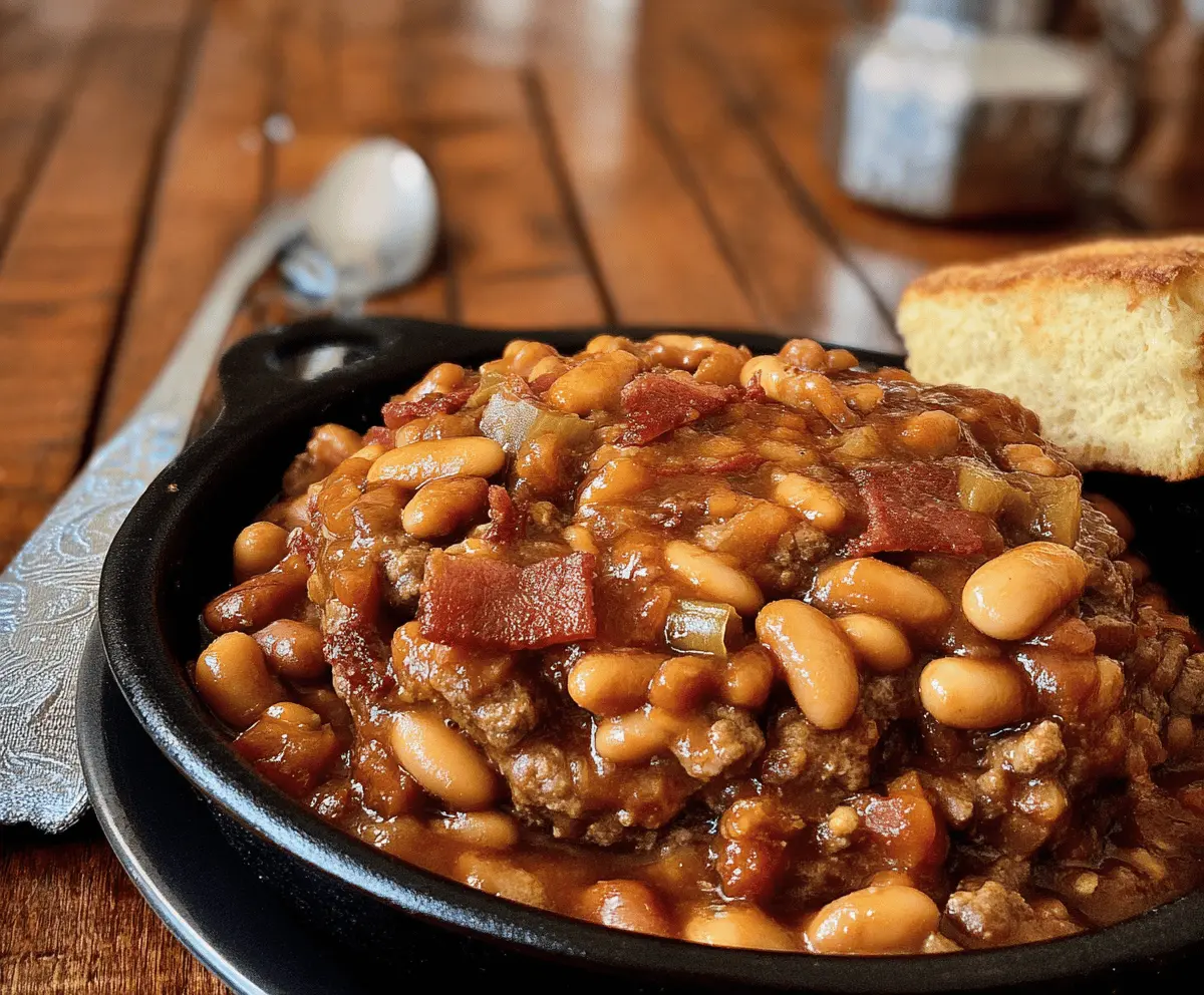 Easy Calico Baked Beans with Hamburger and Bacon
