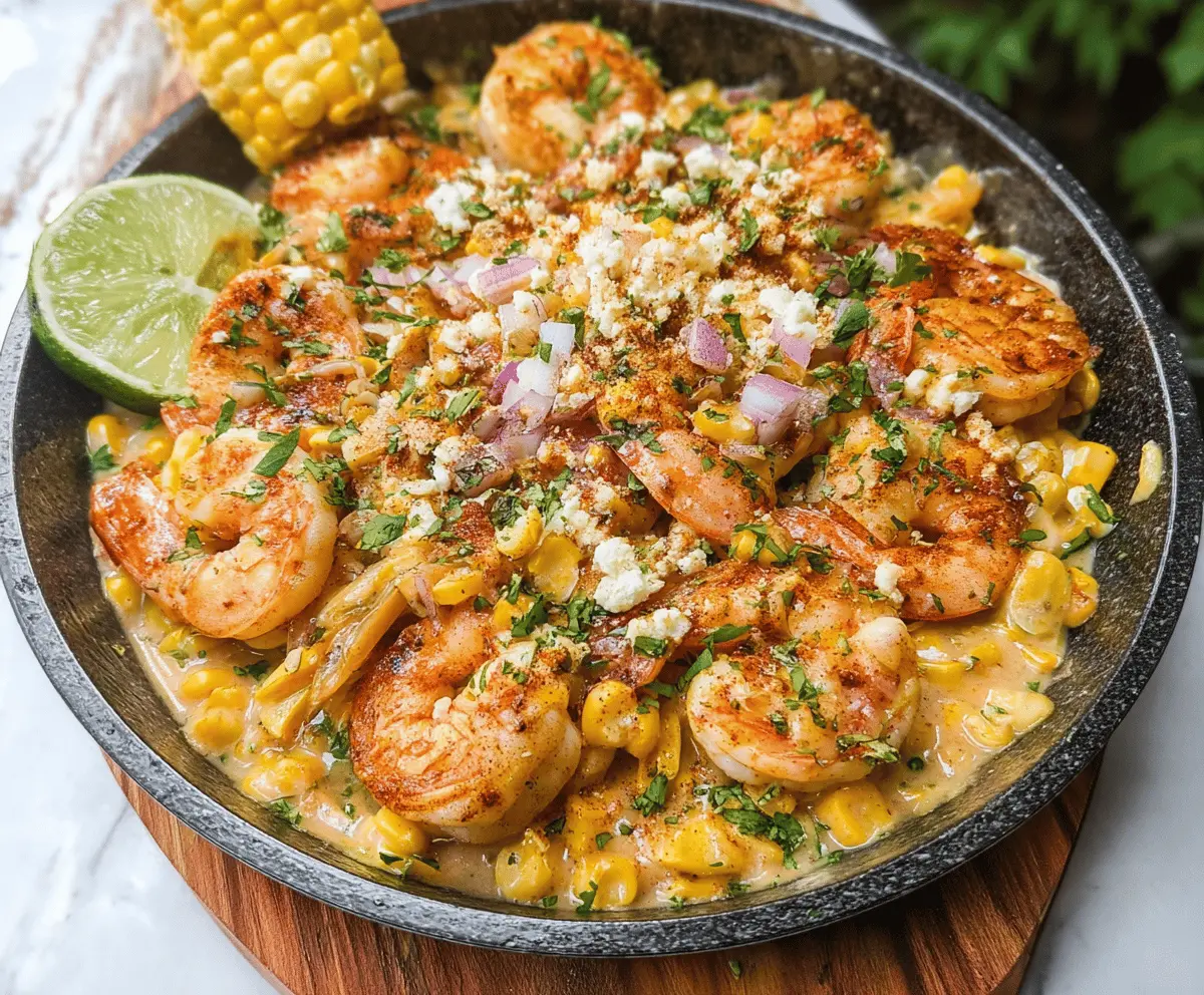 Easy Shrimp with Creamy Mexican Street Corn Sauce