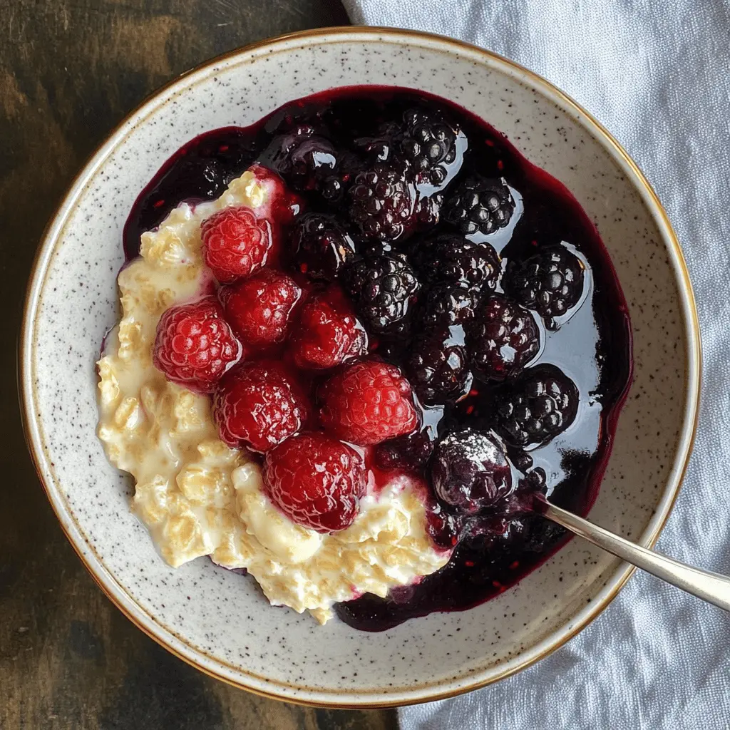 Easy Custard Oats with Mixed Berry Sauce
