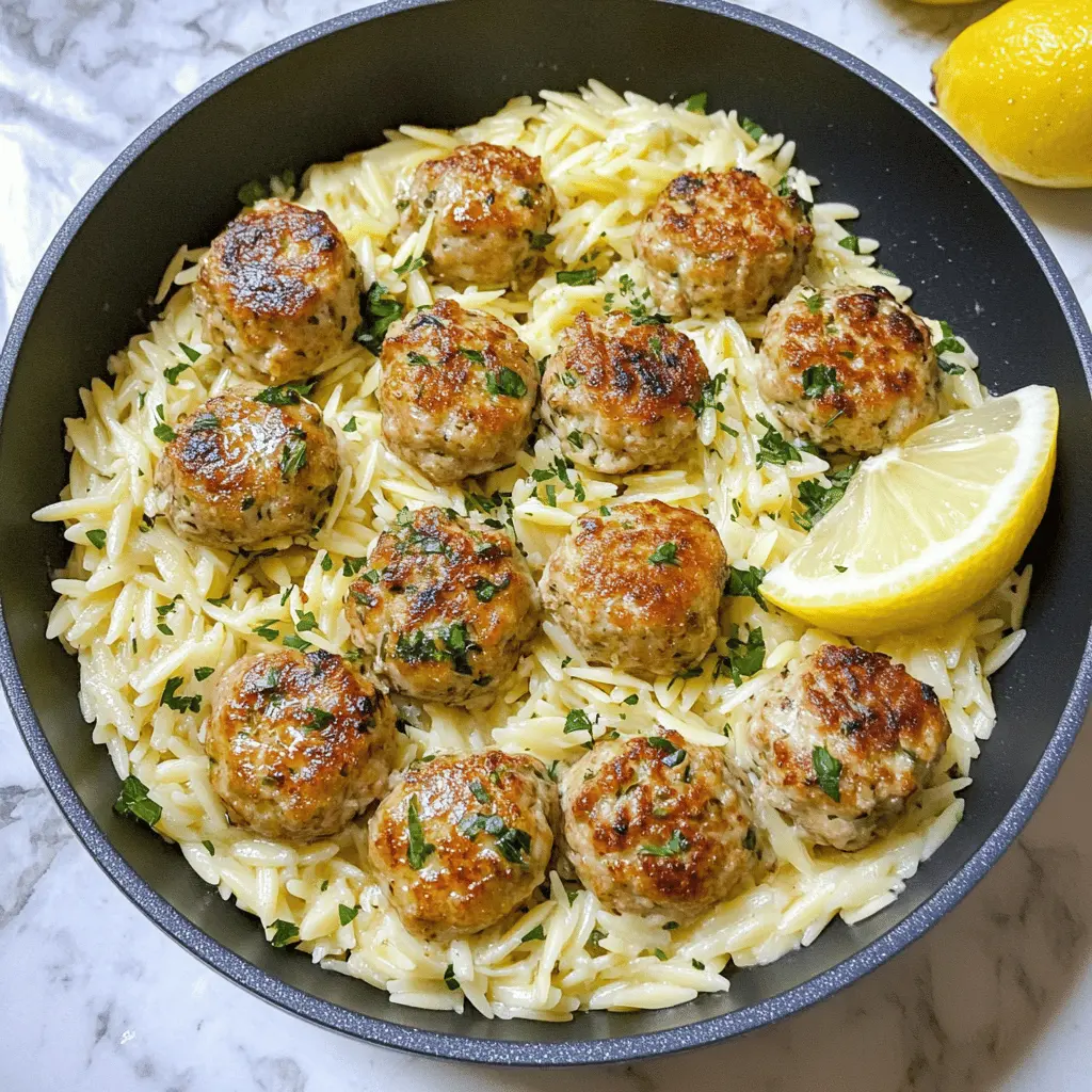 Easy Greek Chicken Meatballs with Lemon Orzo