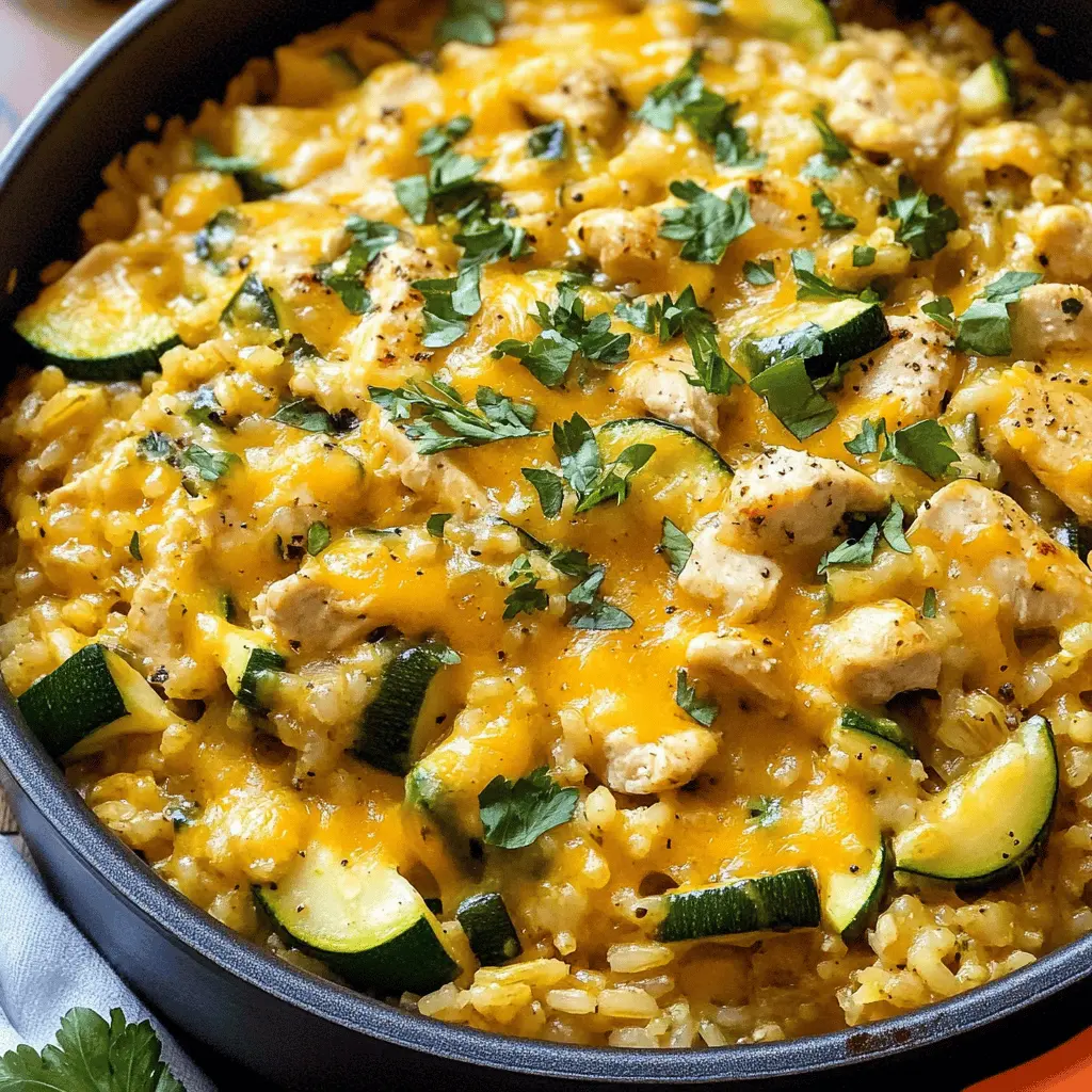 Easy One-Pot Cheesy Zucchini Chicken and Rice