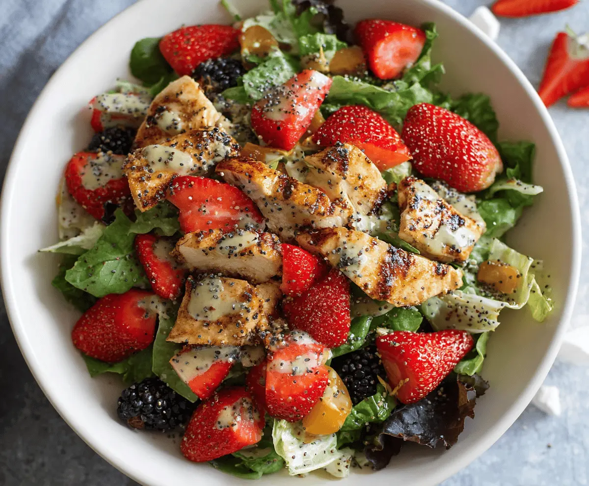 Easy Strawberry Poppy Seed Salad with Grilled Chicken