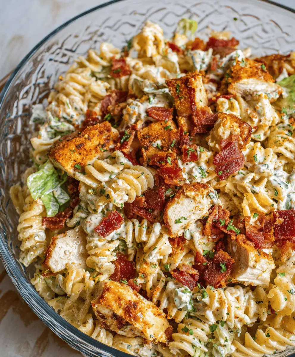 Easy Chicken Bacon Ranch Pasta Salad Recipe