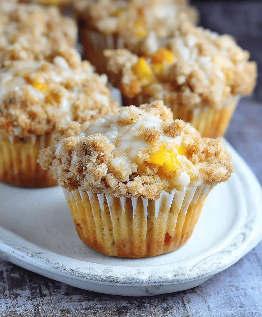 Easy Peach Muffins with Crumb Topping