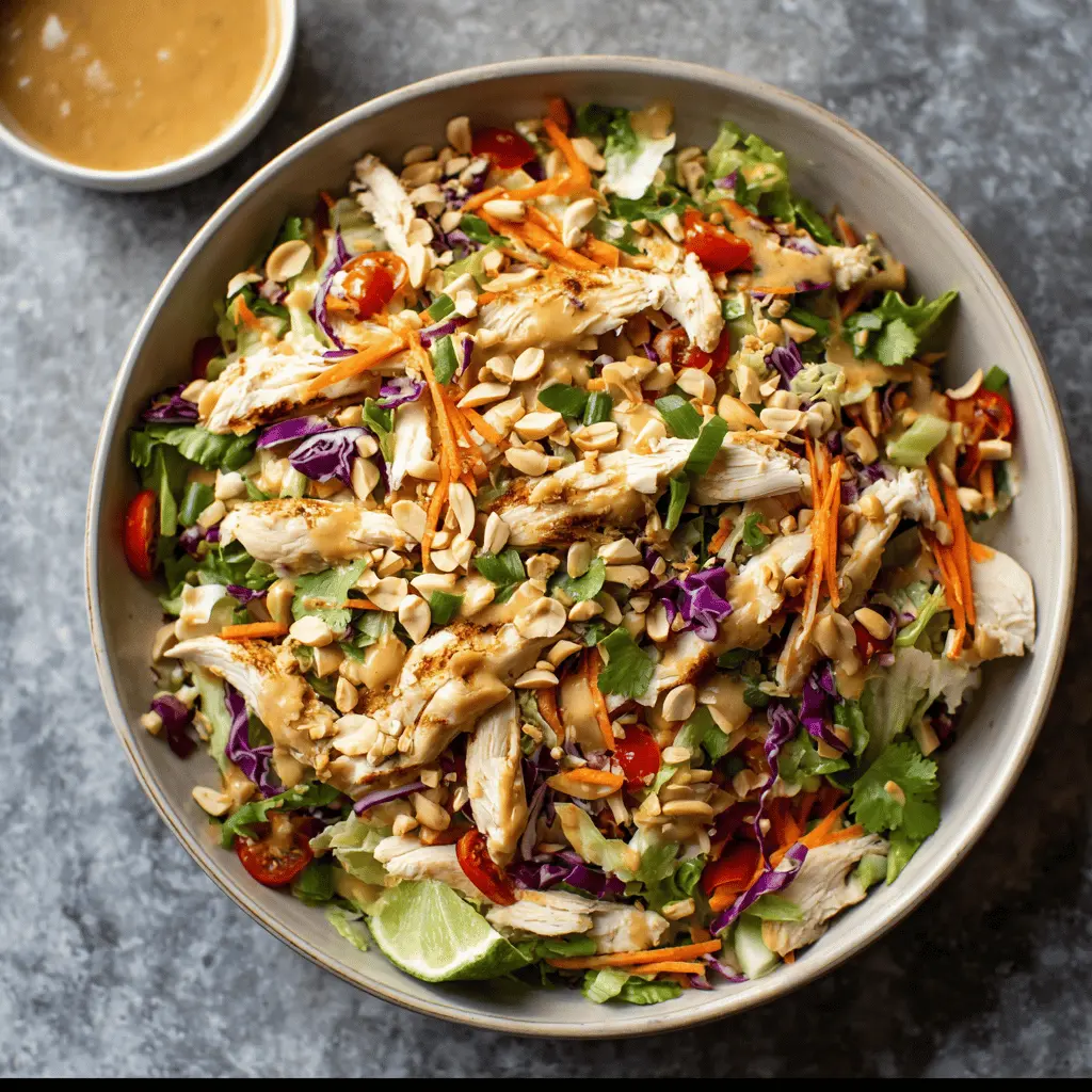 Fresh Thai Chicken Salad With Creamy Peanut Dressing