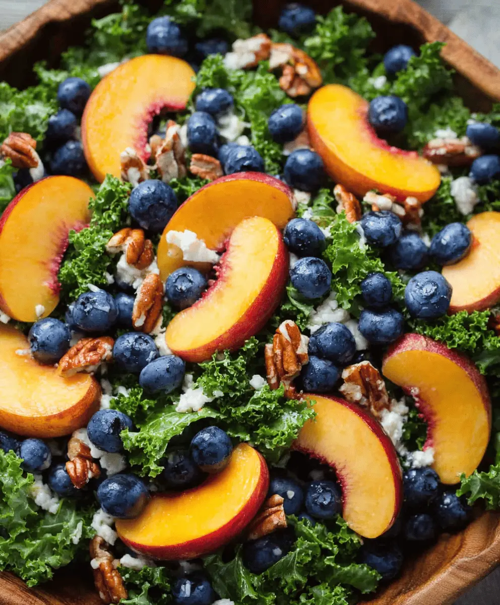 Refreshing Summer Peach and Blueberry Kale Salad Recipe