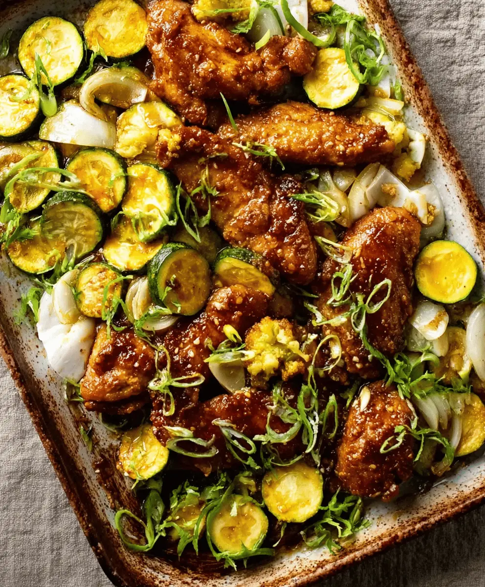 Easy Sheet Pan Hot Honey Garlic Chicken with Zucchini
