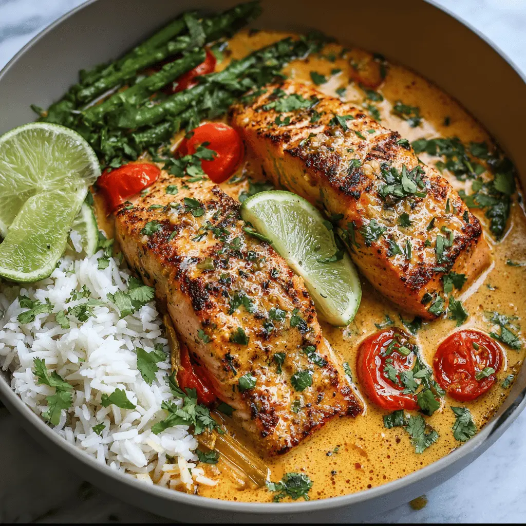 Easy One-Pan Coconut Curry Salmon with Garlic Butter