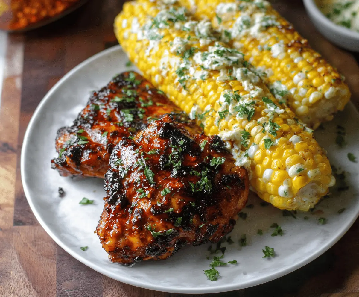 Chipotle BBQ Chicken with Creamy Grilled Corn