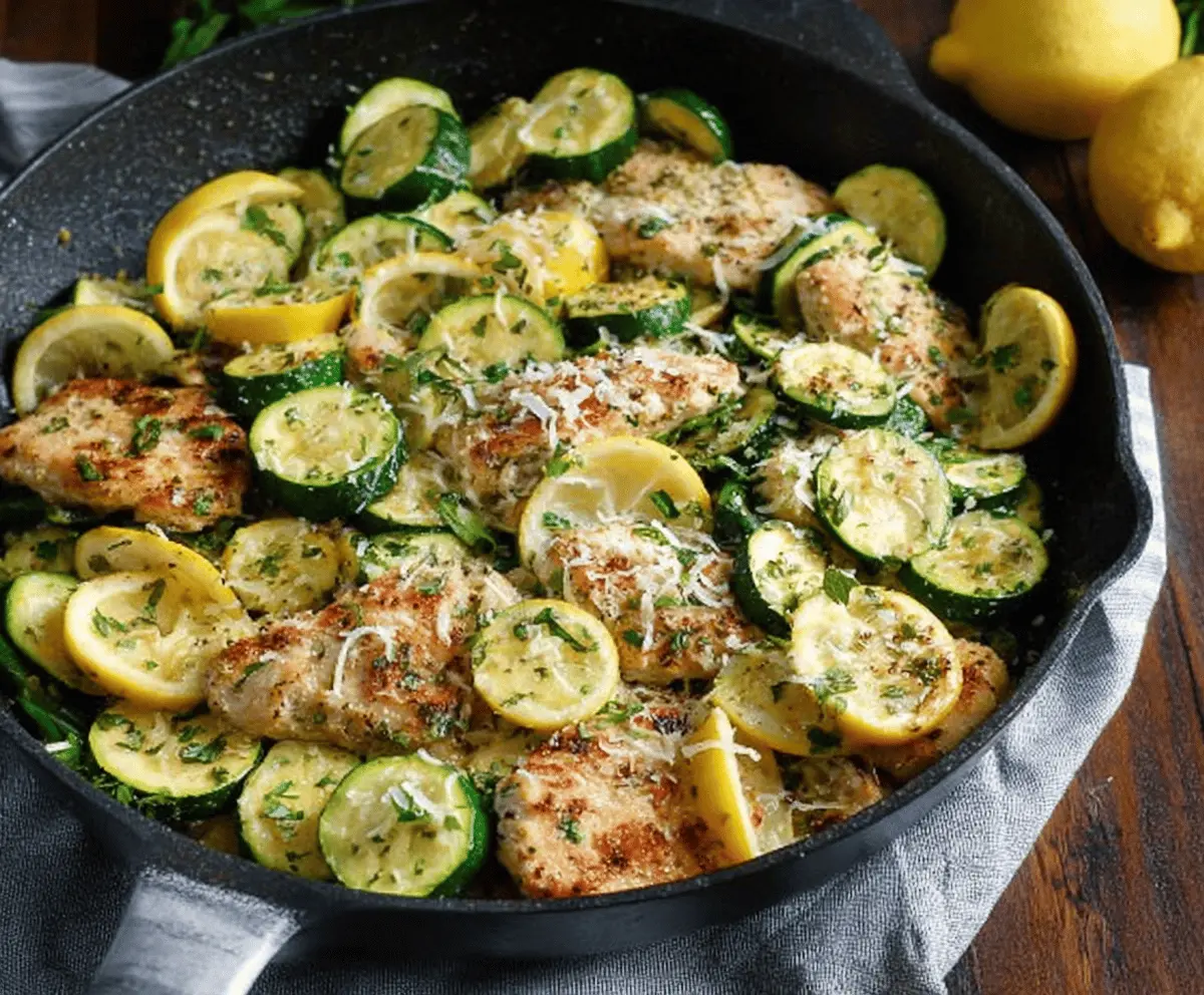 Easy Skillet Lemon Parmesan Chicken with Zucchini