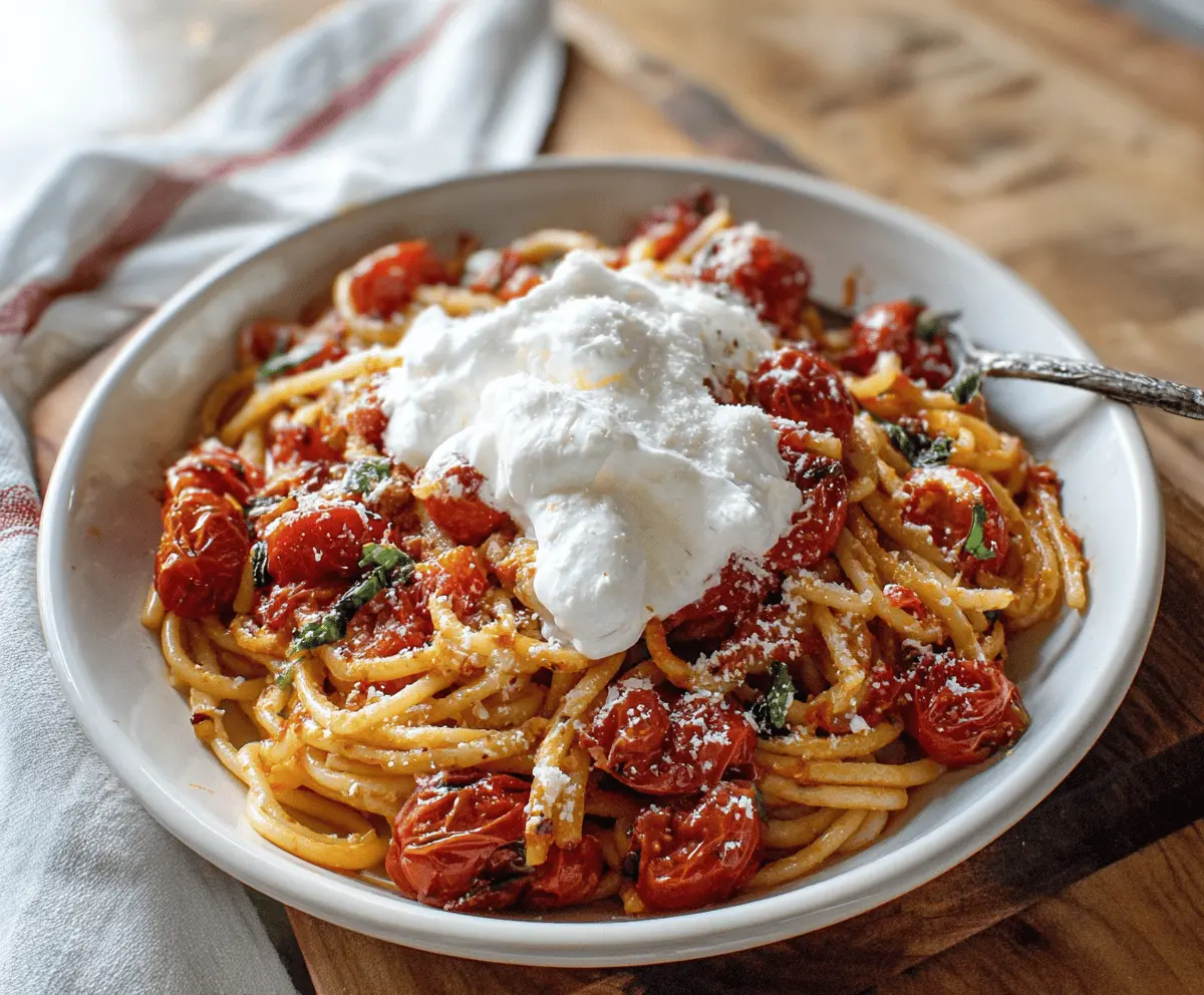 Easy Cherry Tomato Burrata Pasta Recipe