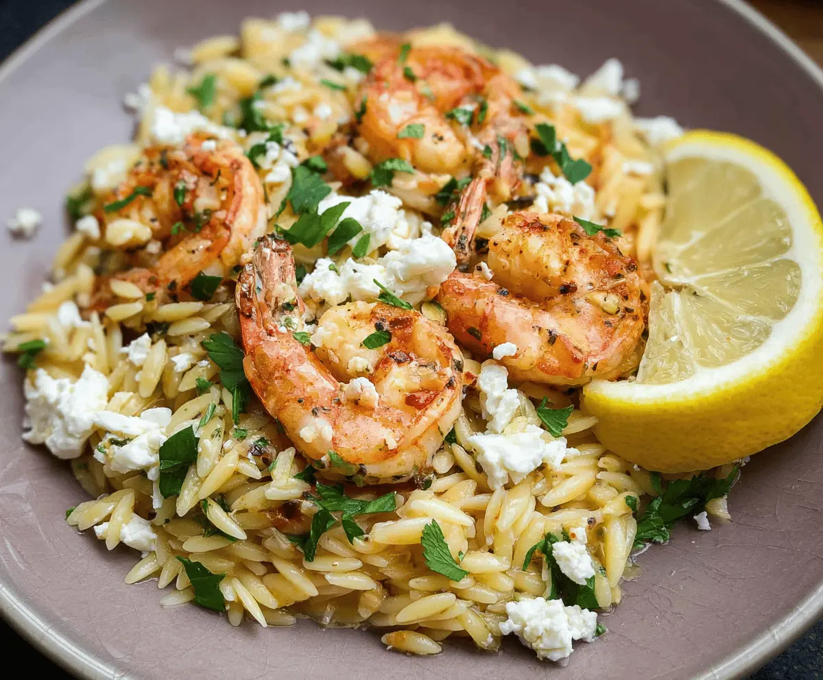 Lemon Feta Orzo with Garlic Shrimp Recipe