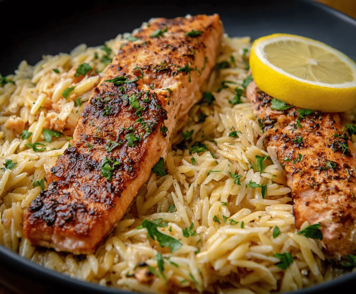 Easy Seared Salmon with Lemon Orzo Recipe