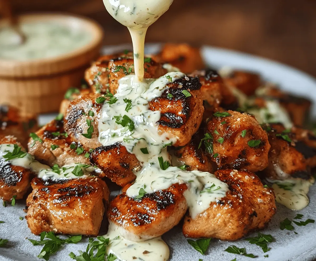 Easy Grilled Chicken Bites with Creamy Garlic Sauce