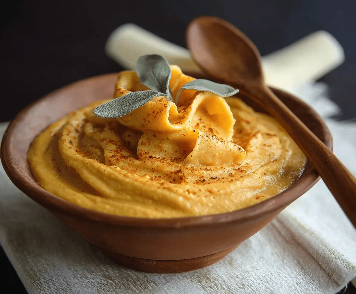 Creamy Pumpkin Sauce served in a bowl with fresh herbs, perfect for pasta or dipping
