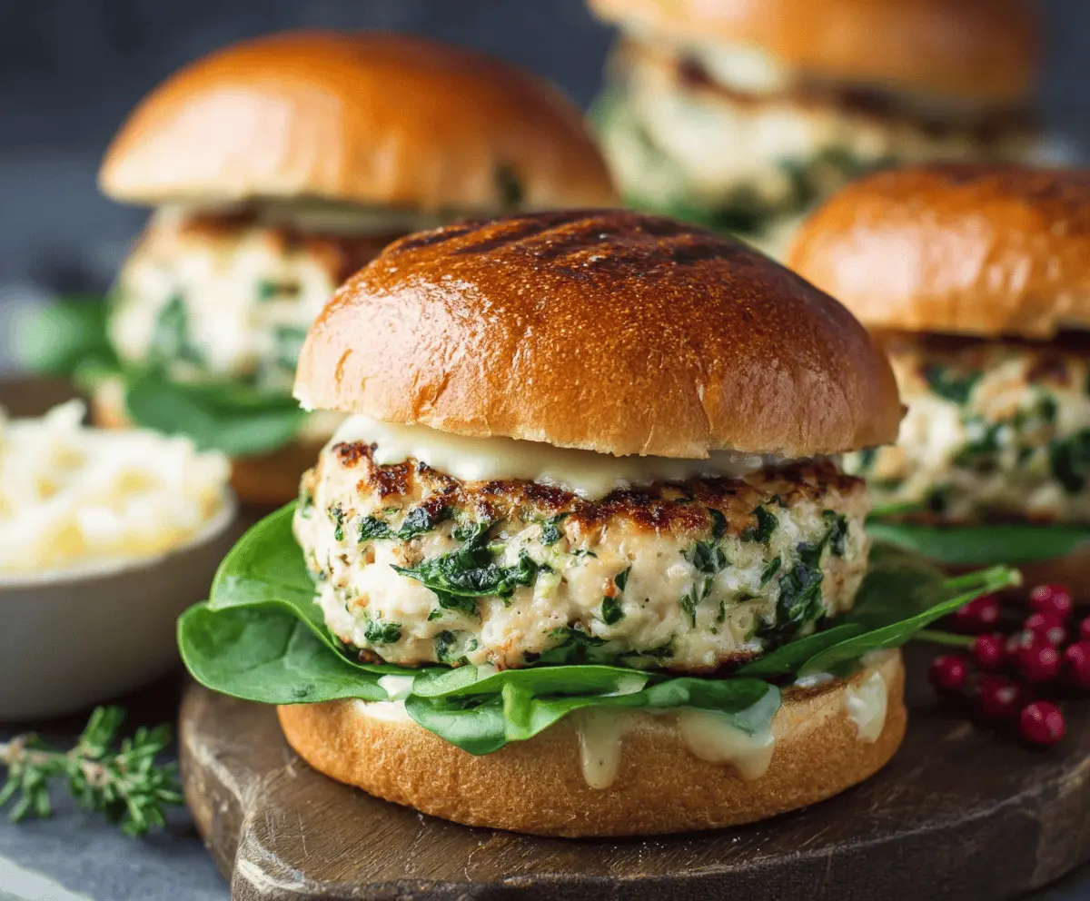 Healthy White Cheddar Spinach Chicken Burgers