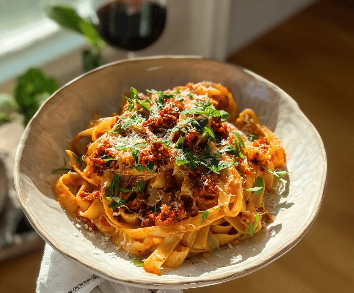 Spaghetti topped with vibrant Calabrian chili sauce, garnished with fresh herbs, served in a bowl for Trader Joe’s Calabrian Chili Pasta recipe.