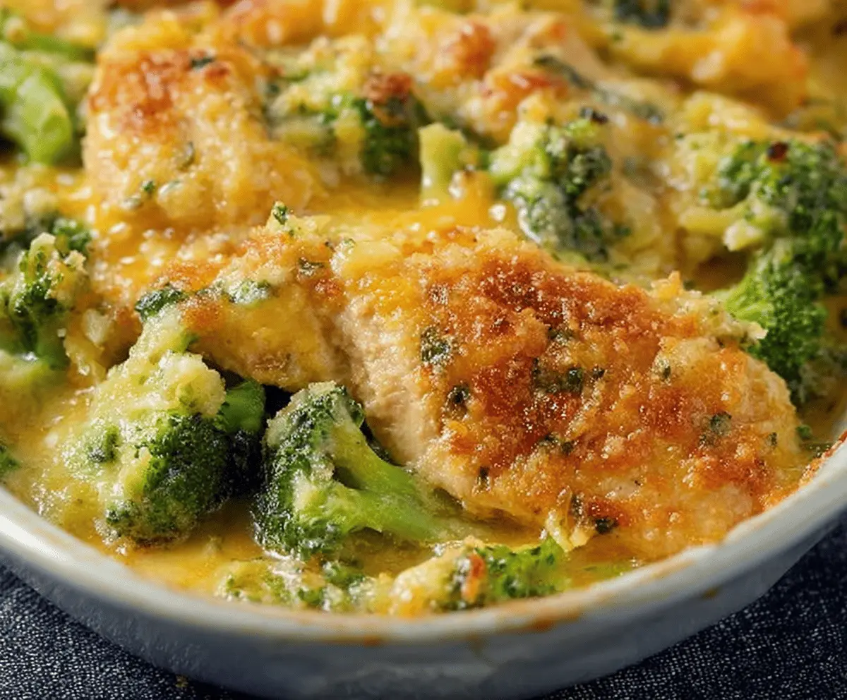 Creamy Broccoli Cheddar Chicken dish inspired by Cracker Barrel, featuring tender chicken, fresh broccoli, and melted cheddar cheese.