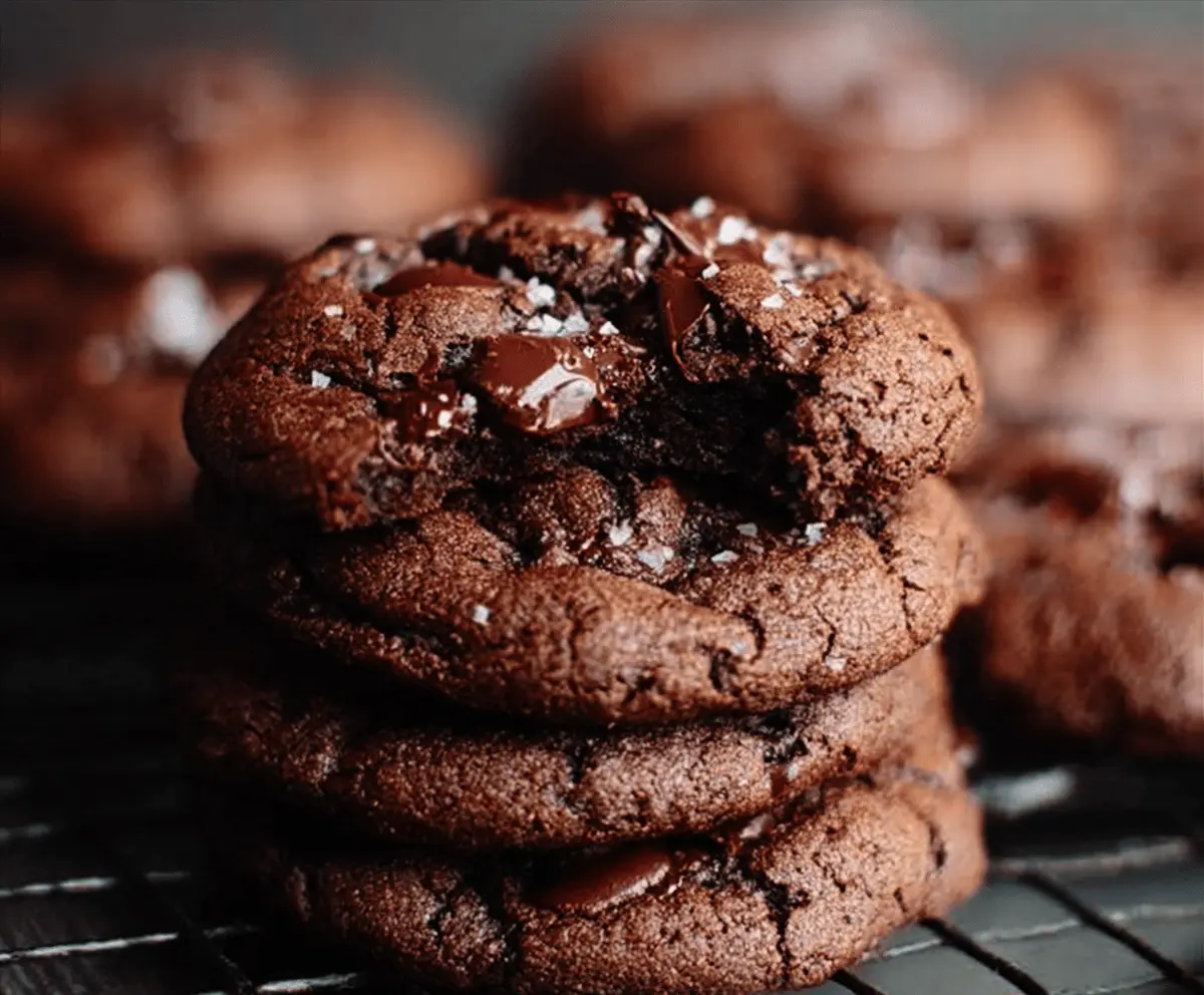 Delicious homemade double chocolate chip cookies with crispy edges and gooey interior.