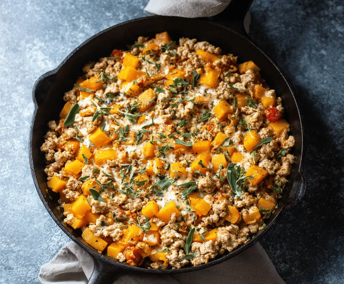 Ground Turkey Butternut Squash Skillet