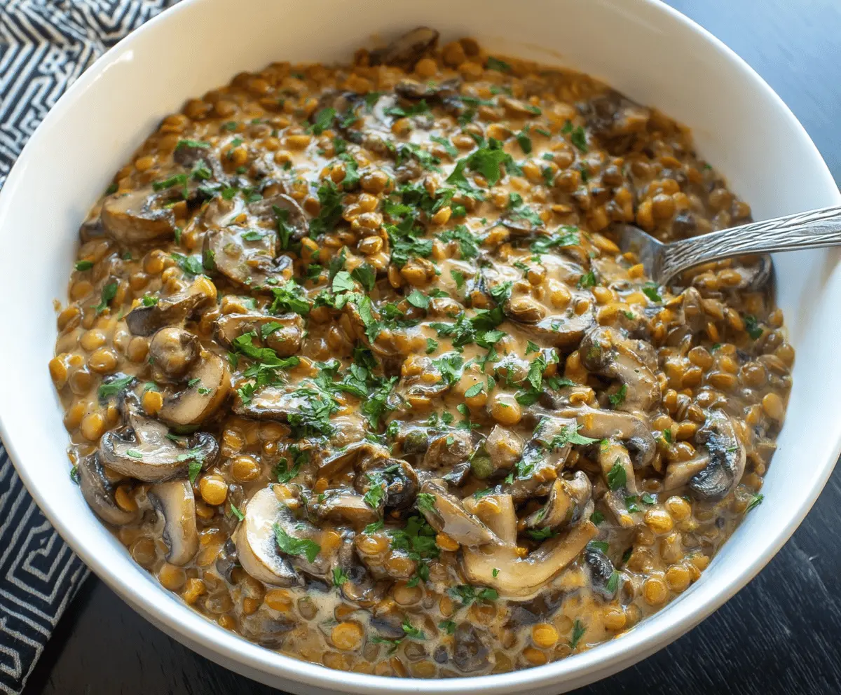 Lentil Mushroom Stroganoff