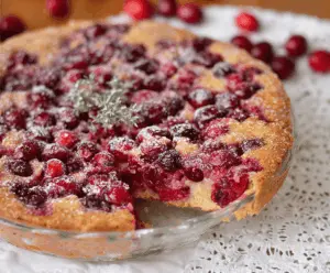 A delicious Nantucket Holiday Cranberry Pie with a golden crust and vibrant red cranberries.