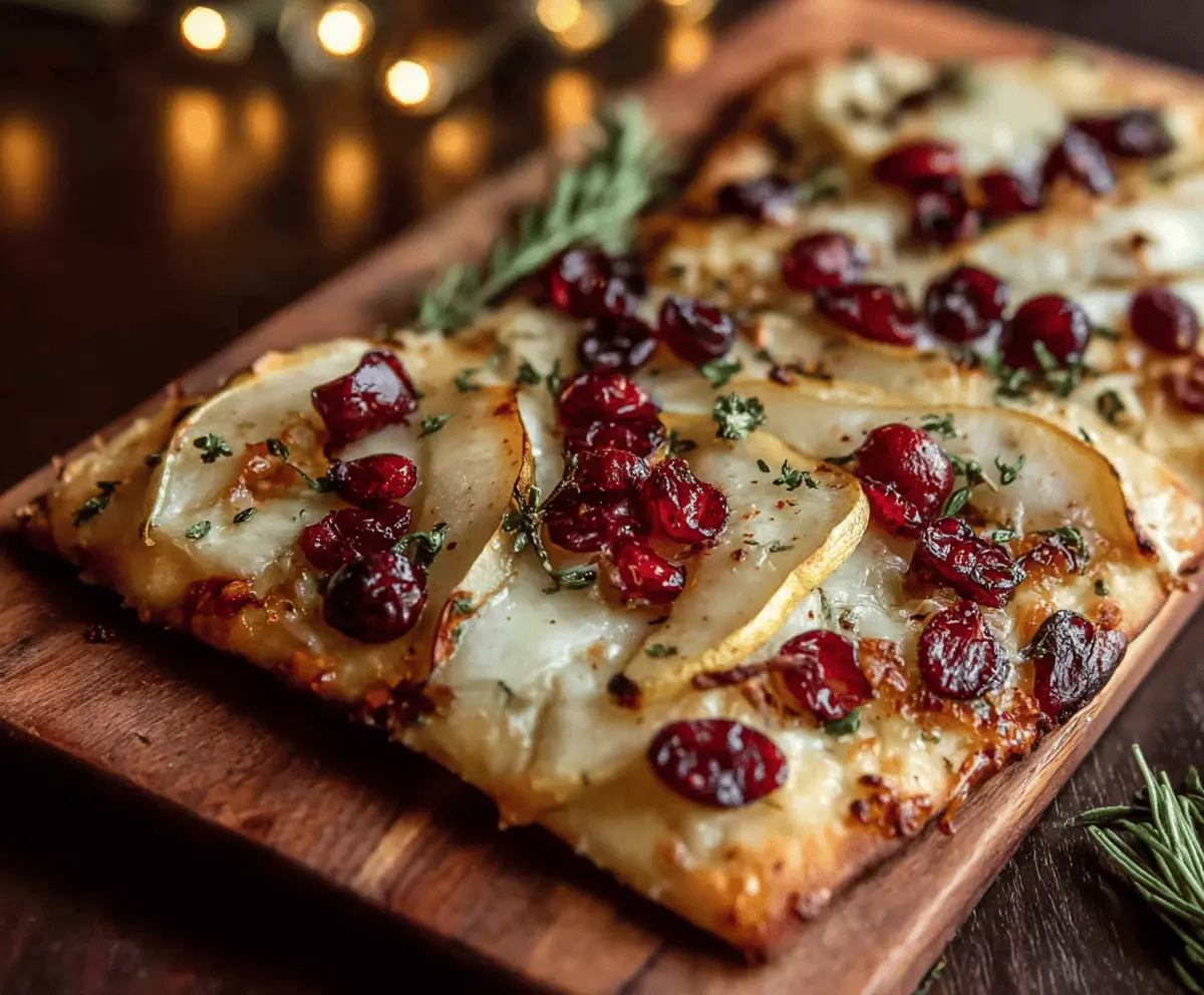 Pear, Brie, and Cranberry Flatbread