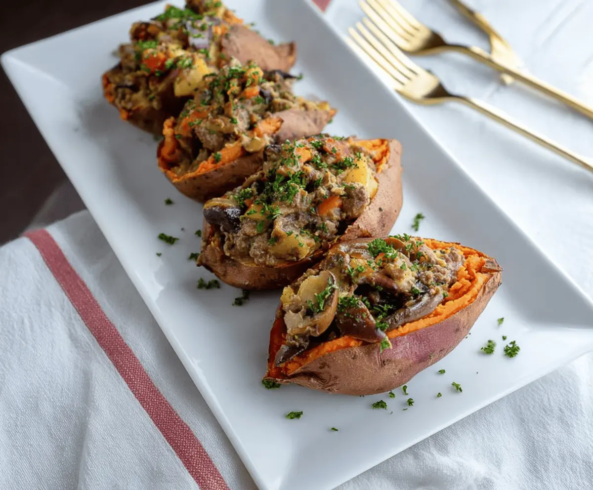 Stroganoff Stuffed Sweet Potatoes