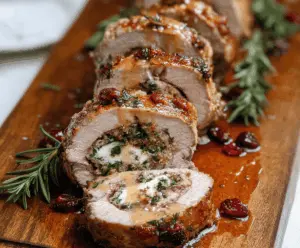 Delicious stuffed pork tenderloin recipe ready for the holidays, showcasing juicy and flavorful filling wrapped in tender pork.