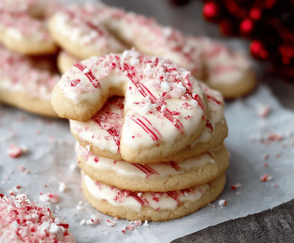 White Chocolate Dipped Candy Cane Sugar Cookies