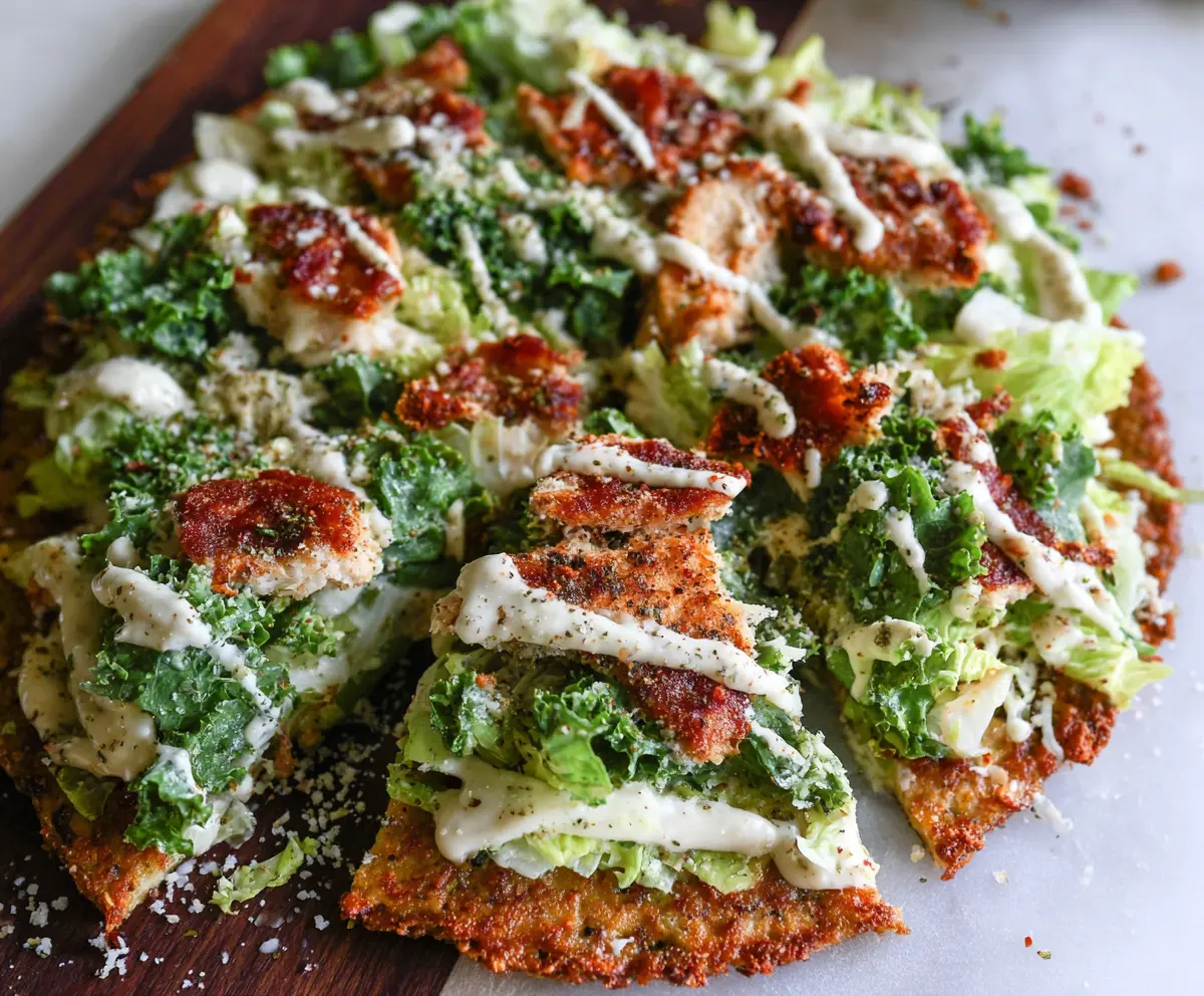 Chicken Crust Caesar Salad Pizza