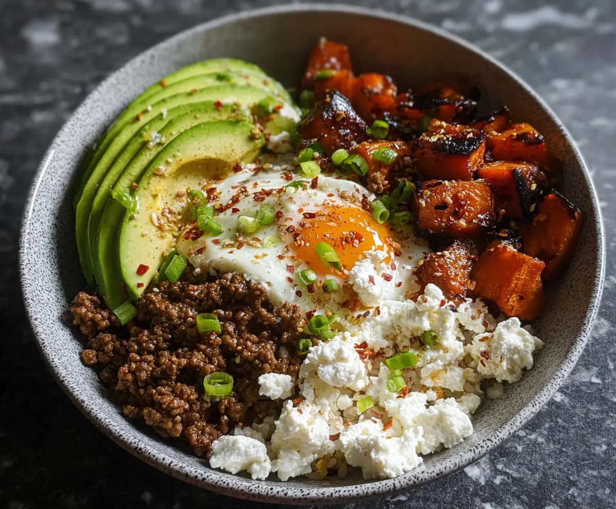 Ground Beef Power Bowl with Avocado & Cottage Cheese