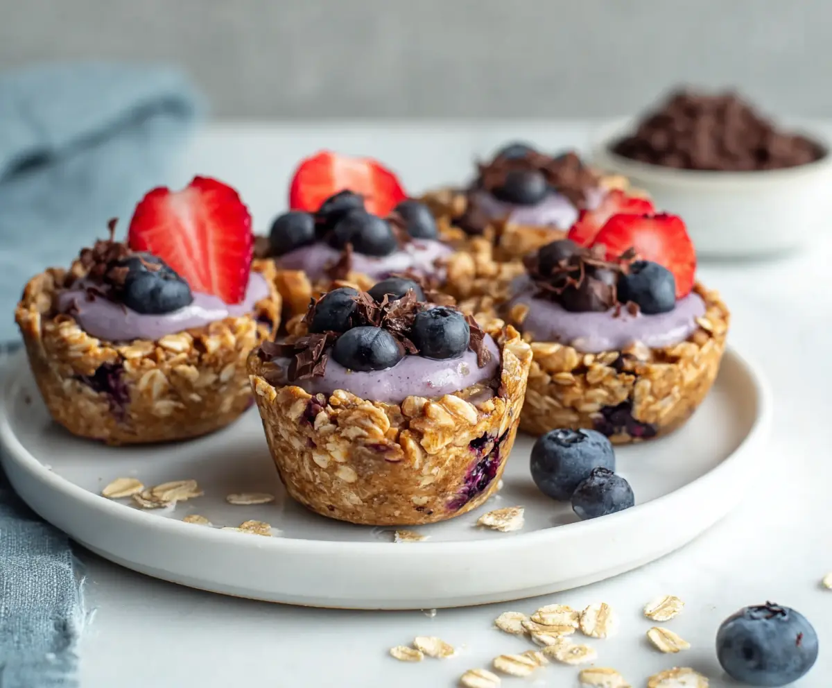 Oatmeal Cups with Acai Yogurt
