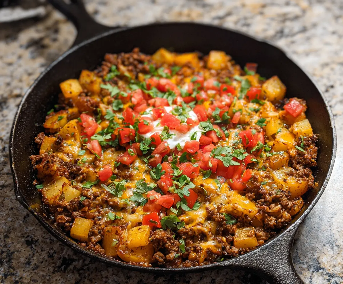Southwest Ground Beef and Potato Skillet