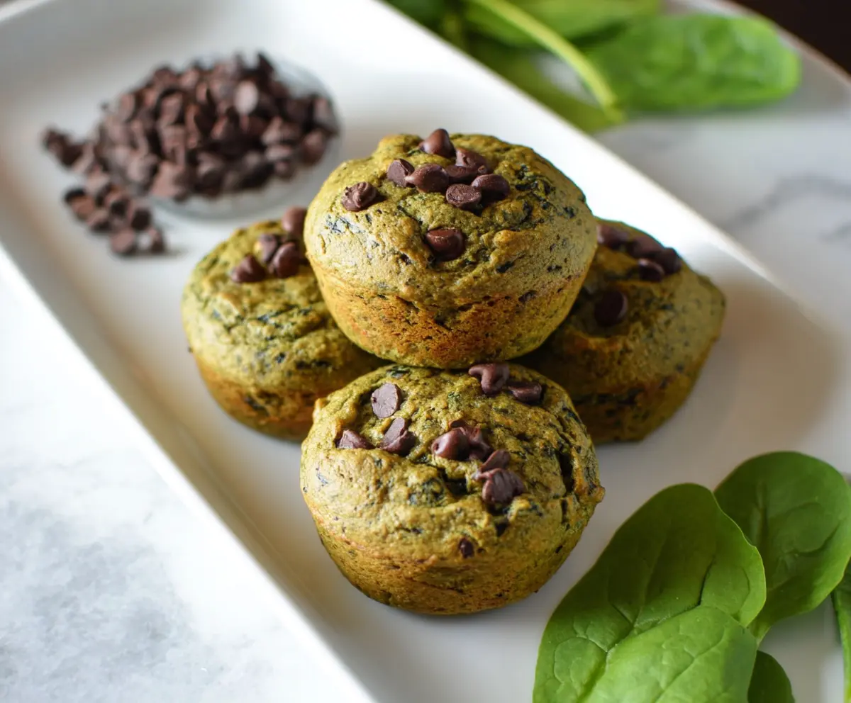 Spinach Chocolate Chip Protein Muffins