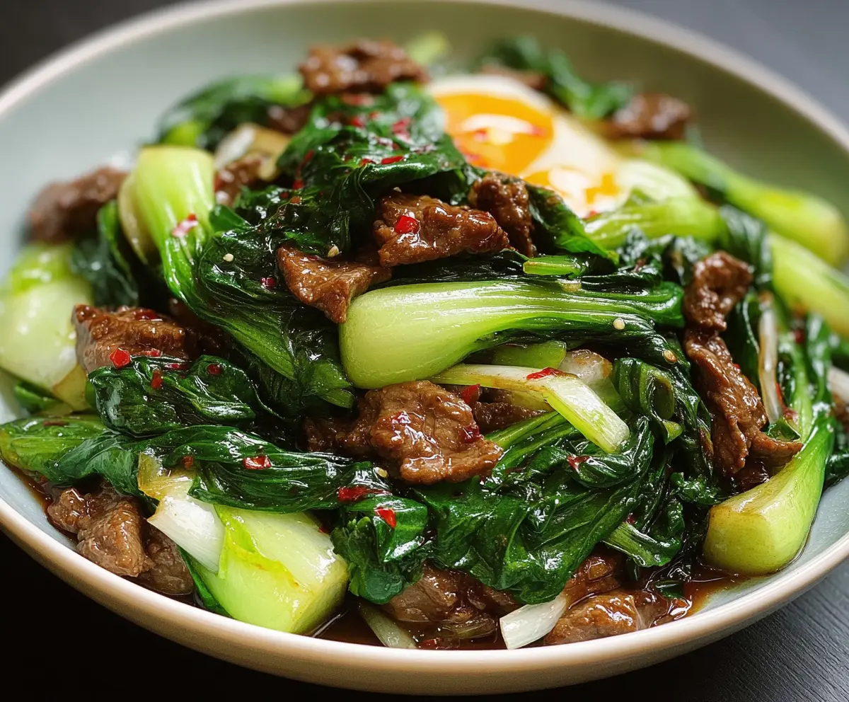 Delicious stir-fried beef with fresh bok choy, perfect for a quick Asian-inspired meal.