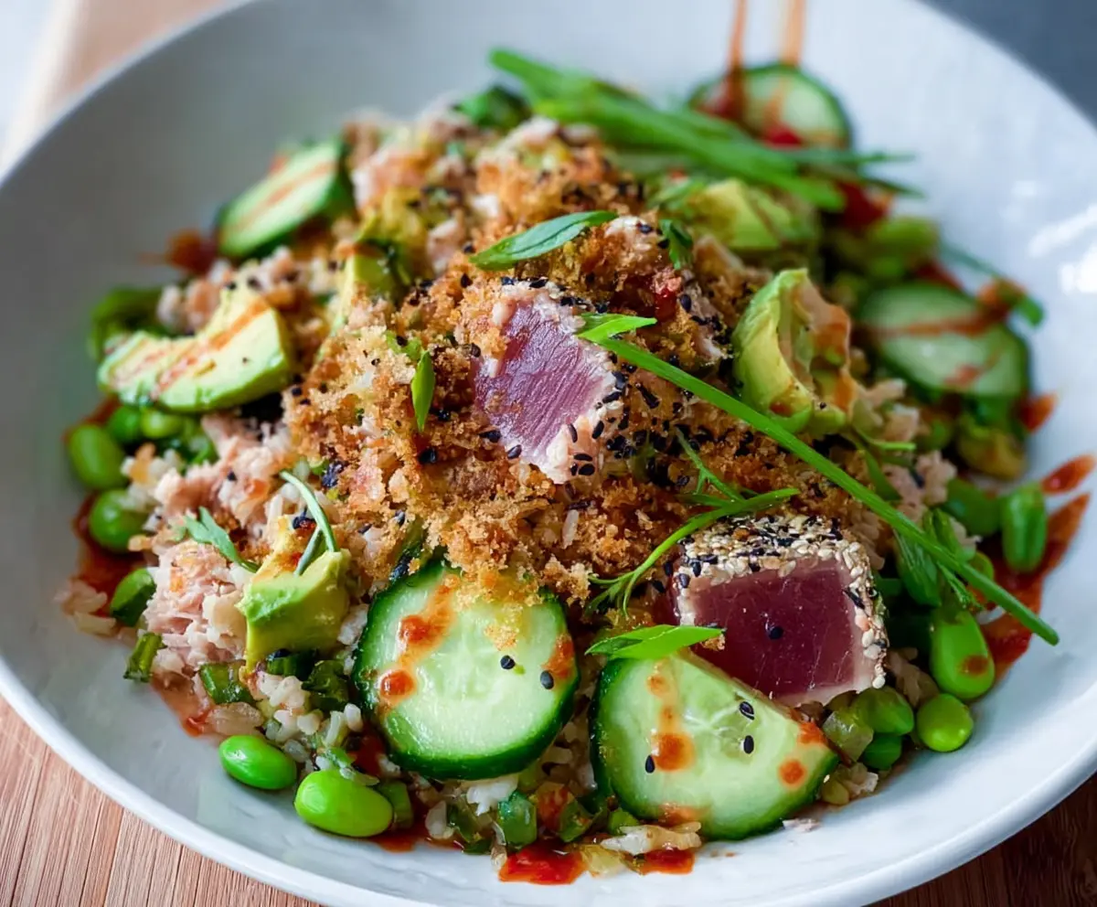 Tuna Avocado Crispy Rice Salad