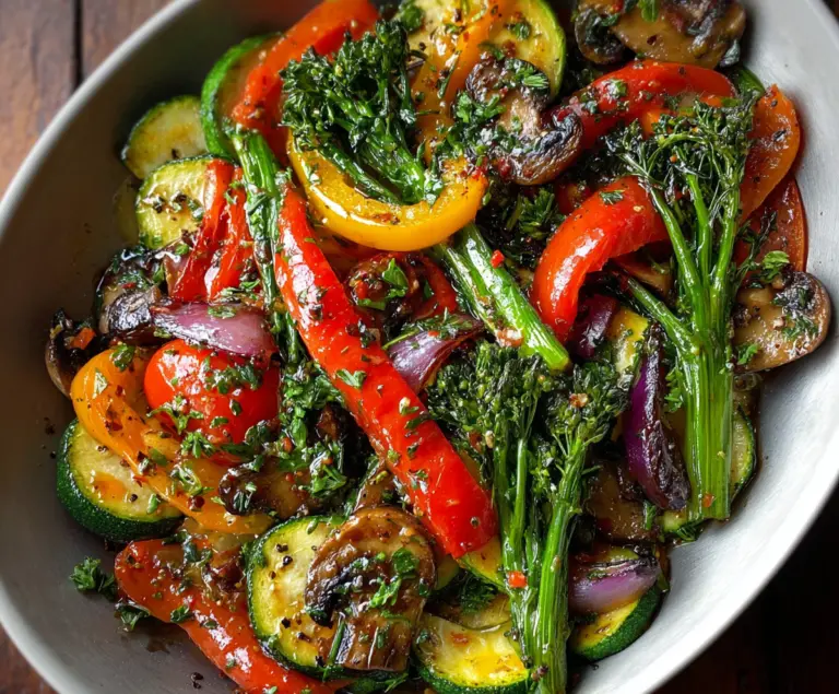 Colorful sautéed vegetables with broccoli, bell peppers, and carrots for a healthy meal.
