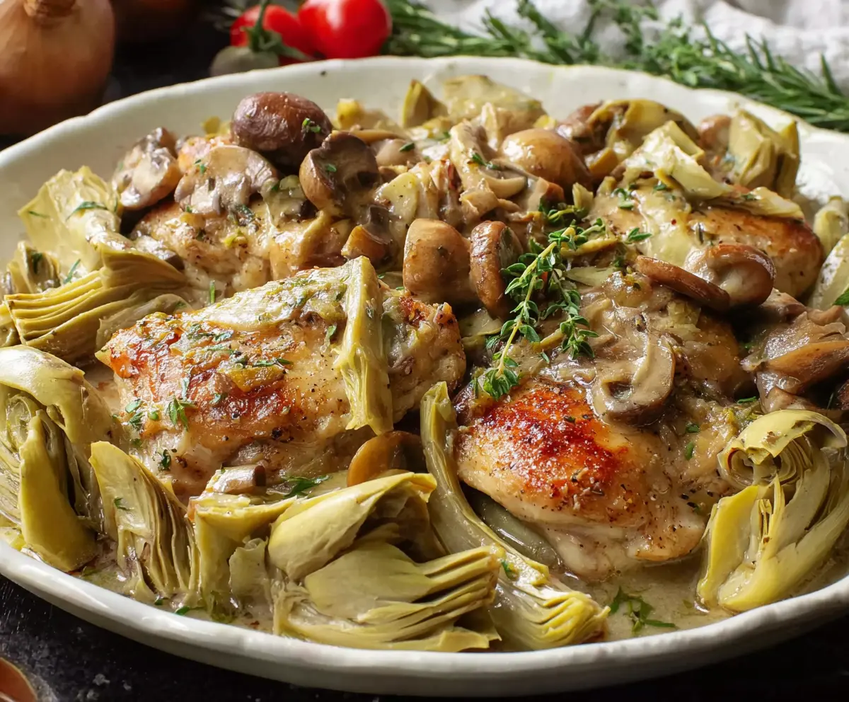 Romantic Chicken with Artichokes and Mushrooms
