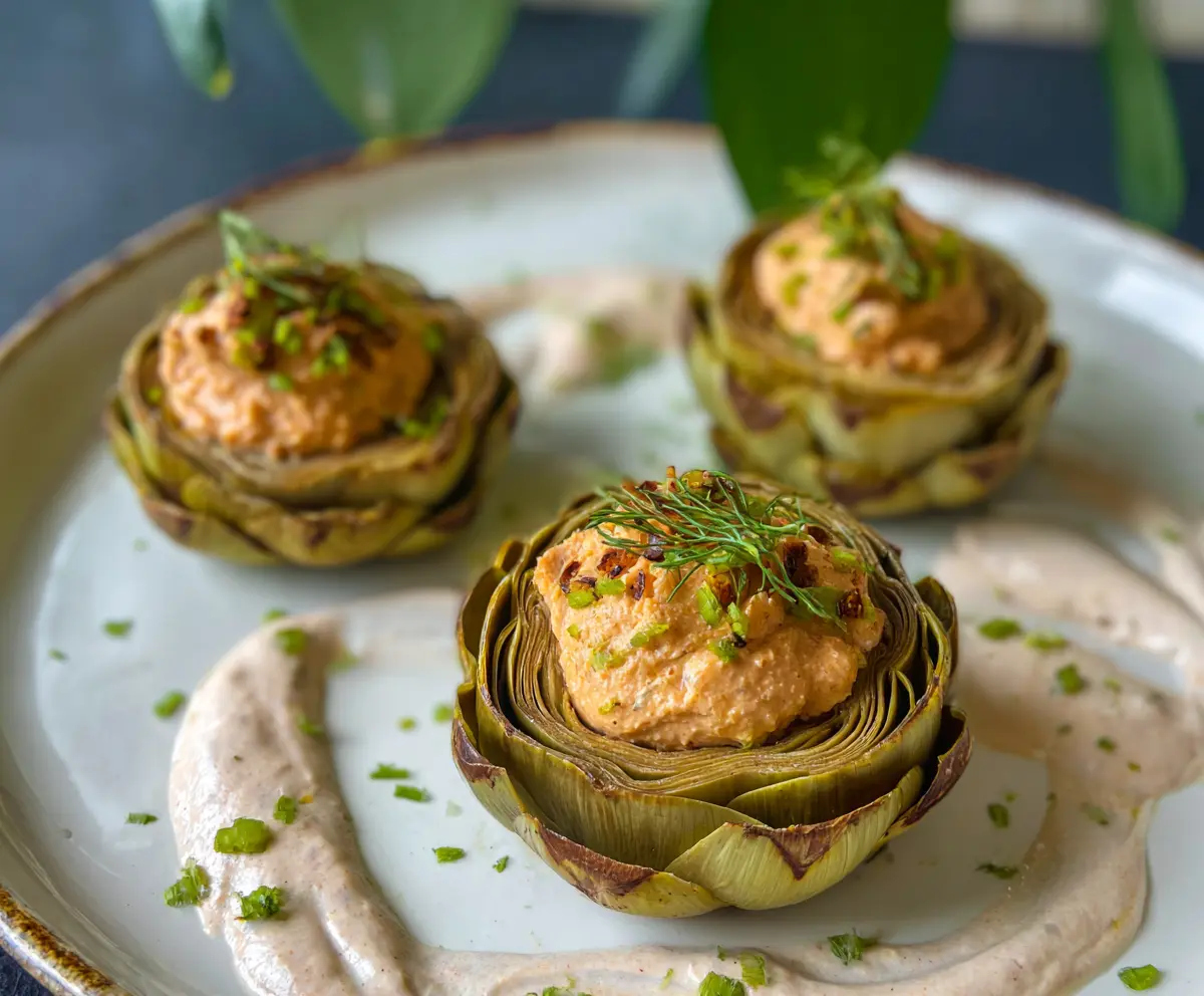 Salmon Patê Stuffed Artichokes