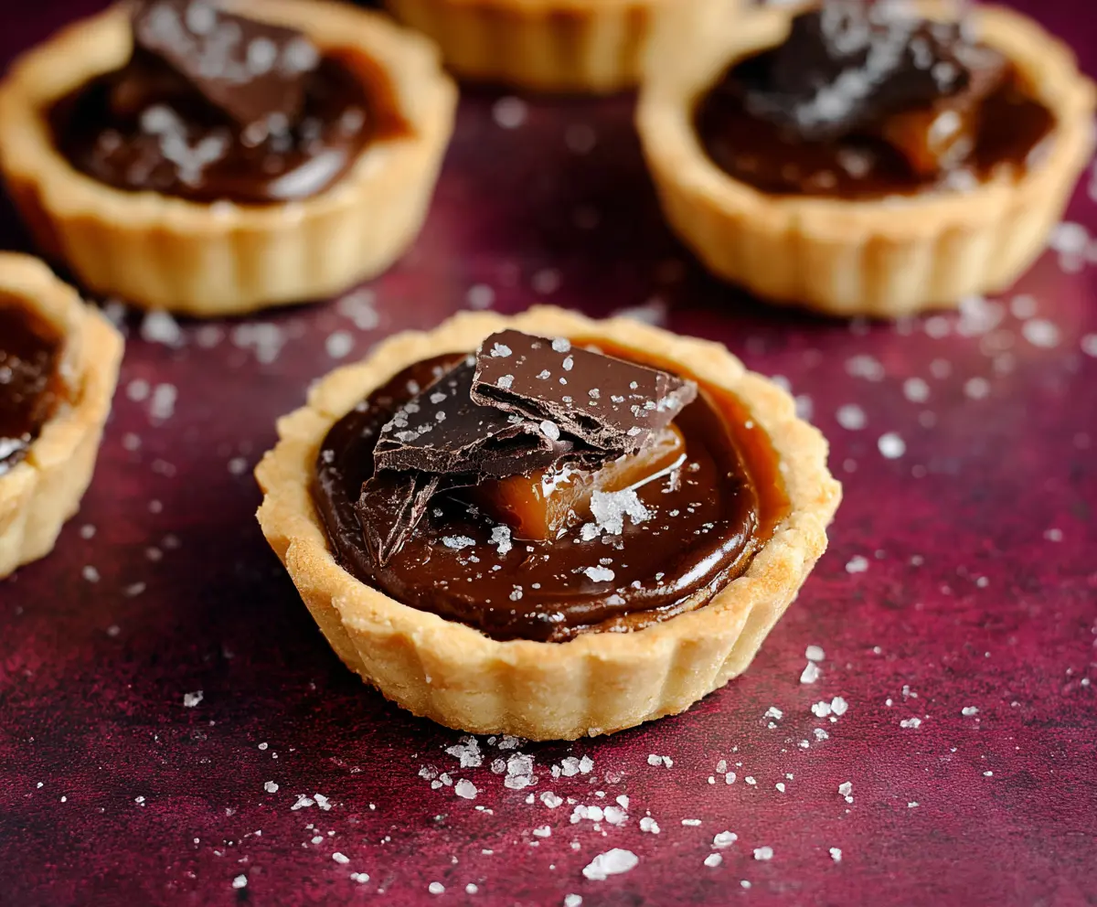 Delicious gluten-free dark chocolate caramel tart with a rich, glossy finish and a crumbly crust.