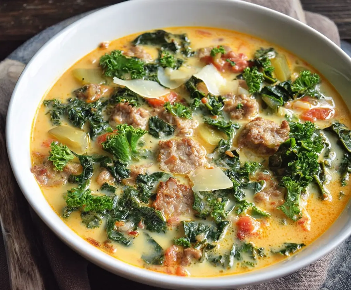 Paleo Creamy Dreamy Sausage and Kale Soup