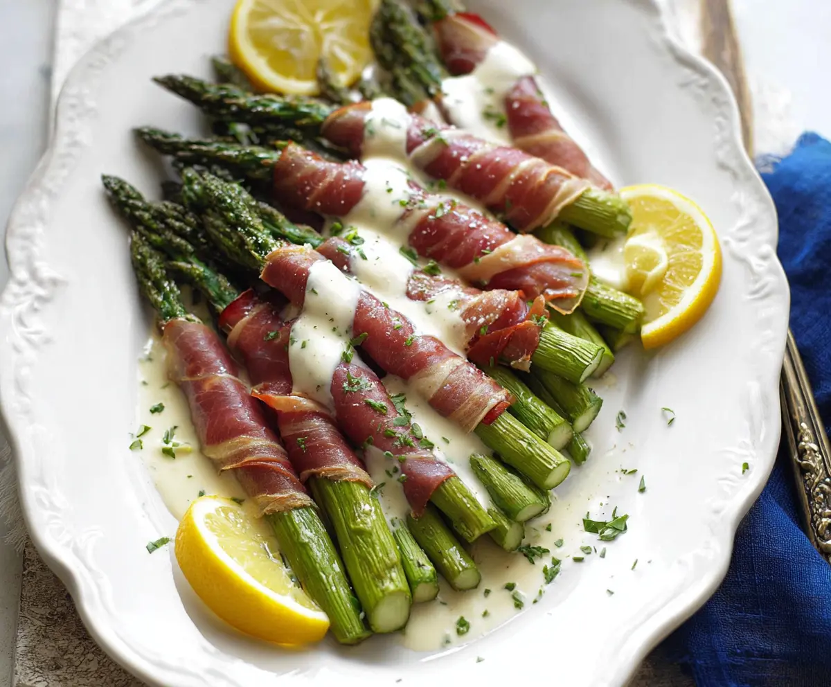 Prosciutto-Wrapped Asparagus with Lemon Cream Sauce